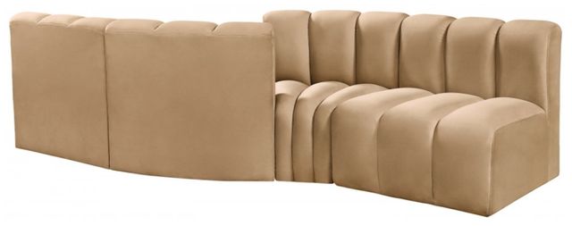 Meridian Furniture Arc 4-Piece Camel Velvet Sectional-1