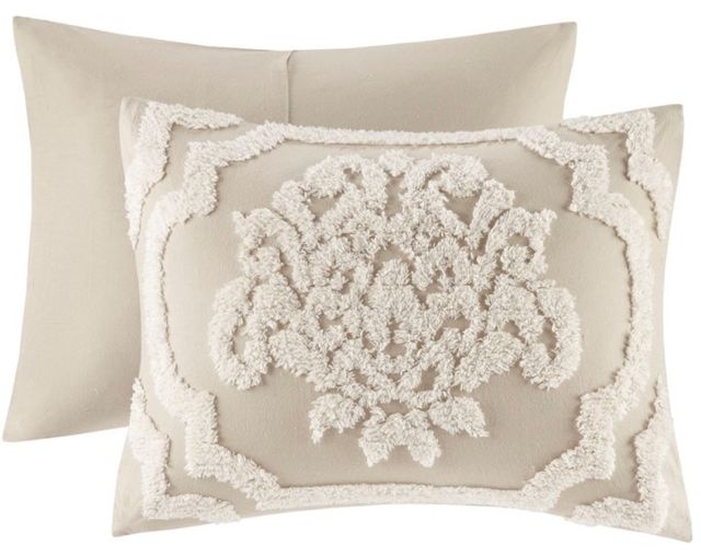 Olliix by Madison Park Viola 3 Piece taupe King/California King Tufted Cotton Chenille Damask Comforter Set-1