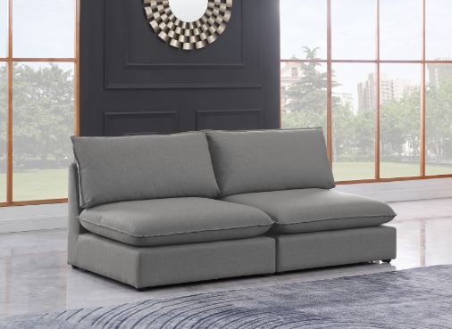Meridian Furniture Mackenzie Grey 80" Linen Fabric Armless Modular Sofa-2
