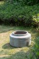 A & B Home Distressed Green Round Ridged Cement Planter-4