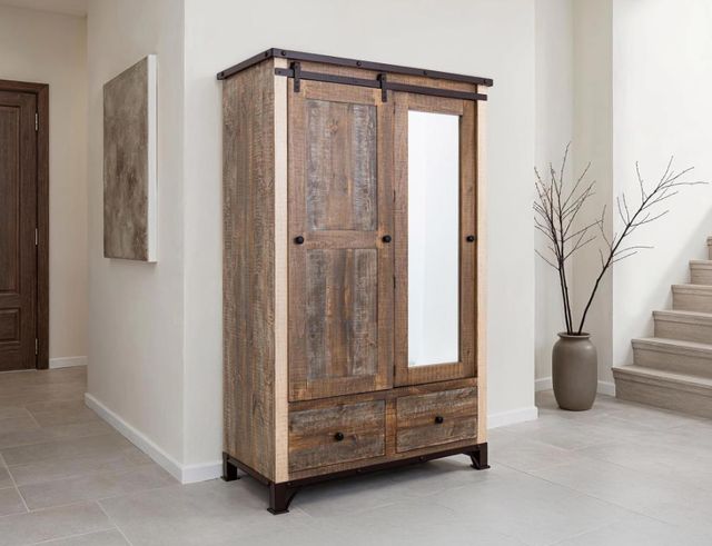 International Furniture Direct Antique Brown Armoire-1