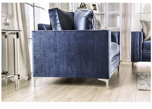 Furniture of America® Jodie Satin Blue Sofa-1
