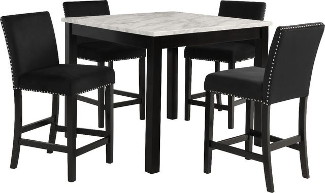 Crown Mark Lennon 5-Piece Black Counter Height Dining Table Set