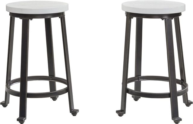 Signature Design by Ashley® Challiman Vintage White Counter Stool-2