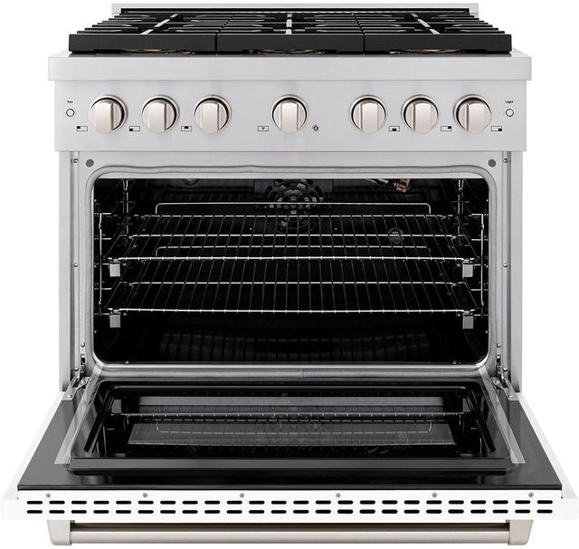 ZLINE Paramount Series 36" Stainless Steel Pro Style Gas Range with White Matte Door-1
