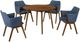 Armen Living Arcadia and Renzo 5-Piece Blue/Walnut Dining Set-0