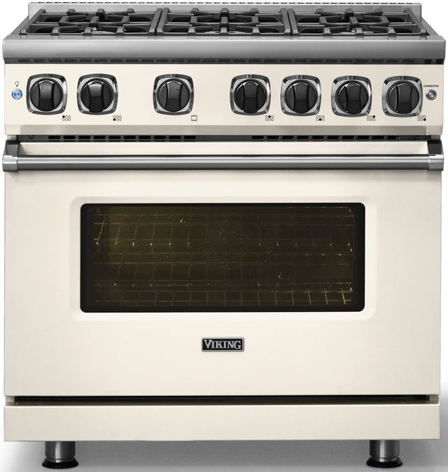 Viking® 7 Series 36" Pure White Pro Style Natural Gas Range-2