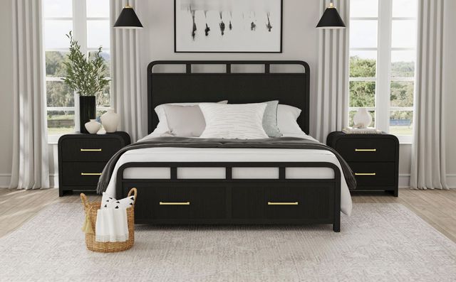 Elements International Ridgemont Black Nightstand-1