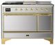 Ilve® Majestic III 48" Stainless Steel Pro Style Dual Fuel Liquid Propane Range with Solid Door and Brass Trim-0