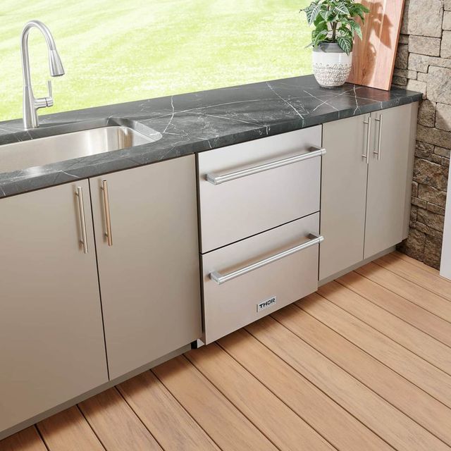 Thor Kitchen® Gordon Ramsay 24" 5.4 Cu. Ft. Stainless Steel Outdoor Under-Counter Refrigerator-0