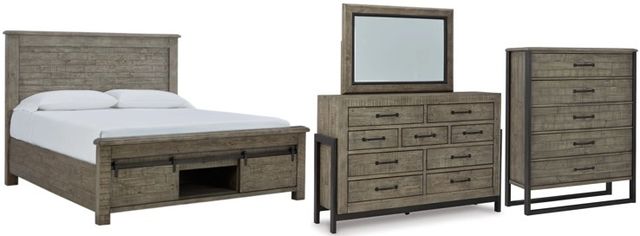 Signature Design by Ashley® Brennagan 4-Piece Gray California King Storage Panel Bed Set-0