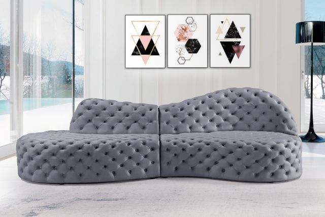 Meridian Furniture Royal 2-Piece Grey Velvet Sectional-1
