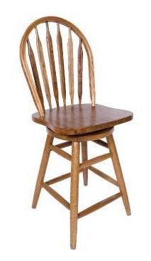 Allwood Furniture Group #53 24" Solid Oak Straight Leg Bar Stool-0