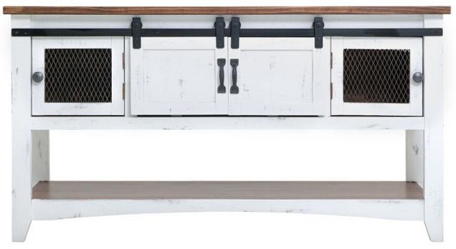 International Furniture Direct Pueblo Brown Sofa Table with White Base-1