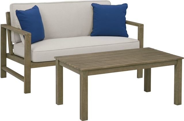 Signature Design by Ashley® Fynnegan 2-Piece Light Brown Outdoor Conversation Set-0