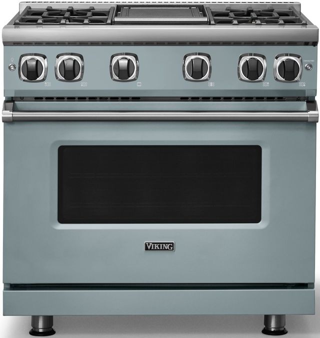 Viking® 7 Series 36" November Sky Pro Style Natural Gas Range with Griddle-2