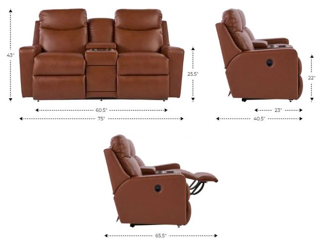 La-Z-Boy® Emmons Pewter Leather Manual Reclining Loveseat with Console-2