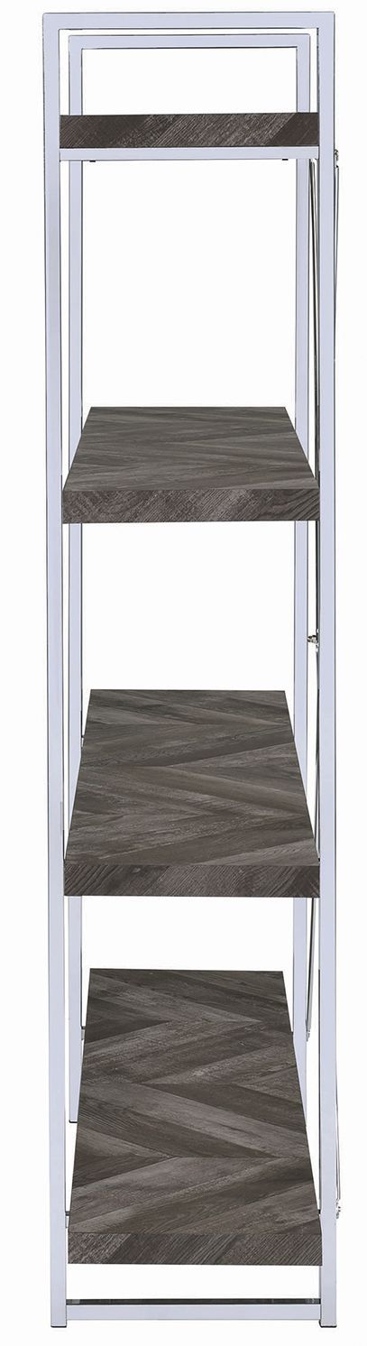 Coaster® Grimma Rustic Grey Herringbone 4-Shelf Bookcase-2