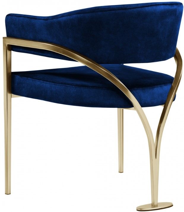 Meridian Furniture Madelyn Navy/Brushed Brass Velvet Dining Chair-2