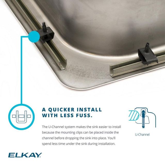 Elkay Celebrity® Brushed Satin 33" x 22" x 7-1/4" 2-Hole Single Bowl Drop-In Sink-2