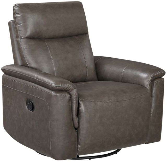 Homelegance® Hadley Dark Brown Leather Manual Swivel Glider Reclining Chair-0