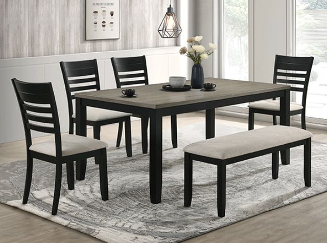 Crown Mark Folio Black/Gray Dining Bench-1