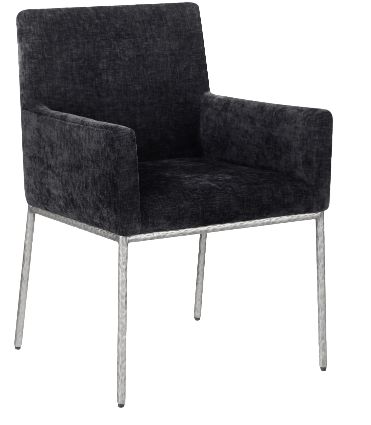 Meridian Furniture Reeves Black/Brushed Silver Chenille Upholstered Dining Chair-0