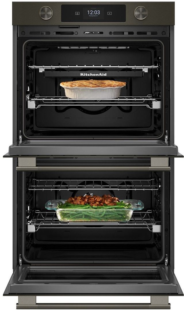 KitchenAid® 30" Black Ore Smart Double Electric Wall Oven with Assisted Cook Cycles-2