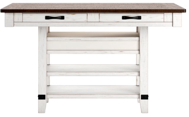 Signature Design by Ashley® Valebeck Brown Counter Height Dining Table with White Pedestal -3