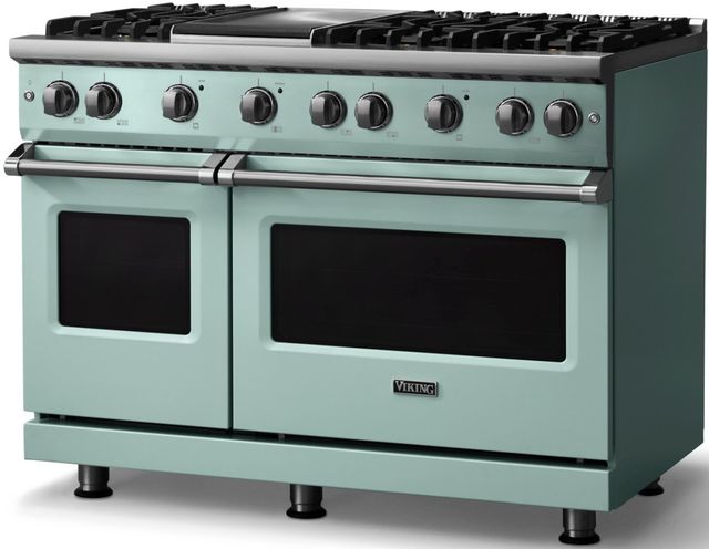 Viking® 5 Series 48" Splash Pro Style Gas (NG) Range with Polished Chrome Trim-2