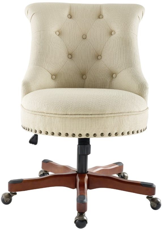 Linon Sinclair Beige/Dark Walnut Office Chair-3