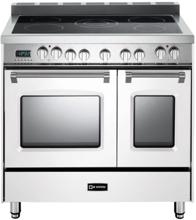 Verona® Prestige 36" White Double Oven Pro Style Electric Range-0