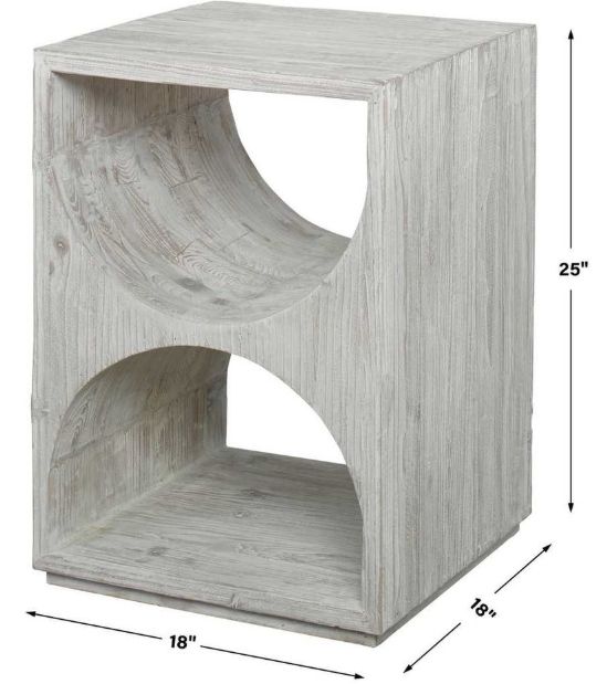 Uttermost® Hans Distressed Ivory Side Table-2