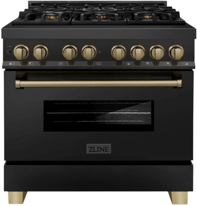 ZLINE Autograph Edition 36" Black Stainless Steel Pro-Style Dual Fuel Natural Gas Range-0