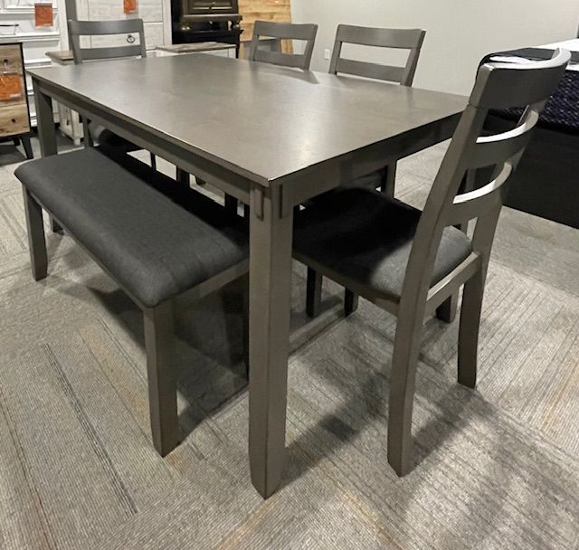 6-Piece Gray Dining Table Set - OVERSTOCK-0