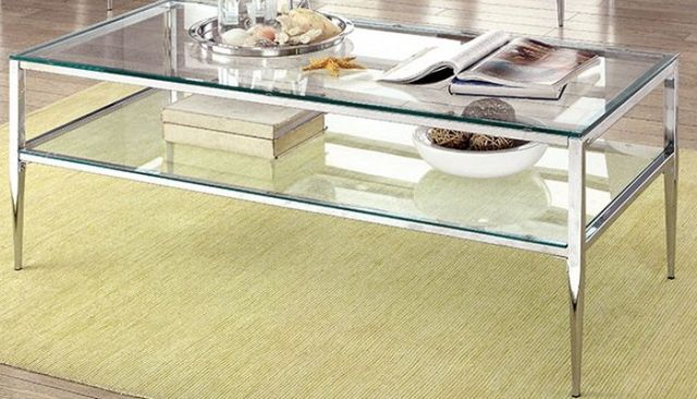 Furniture of America® Tanika Glass Top Coffee Table with Chrome Frame-1