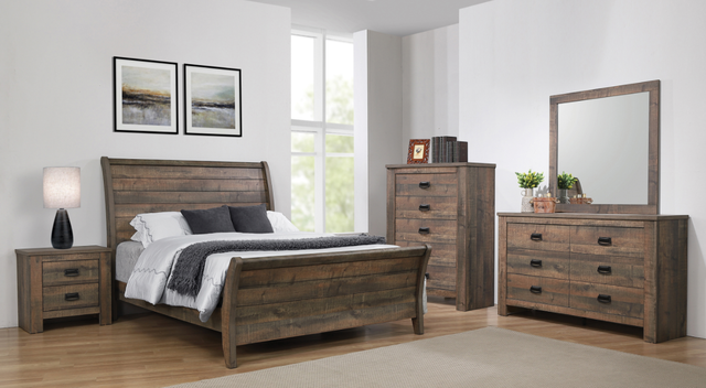Coaster® Frederick 5-Piece Weathered Oak Panel Bedroom Set -0