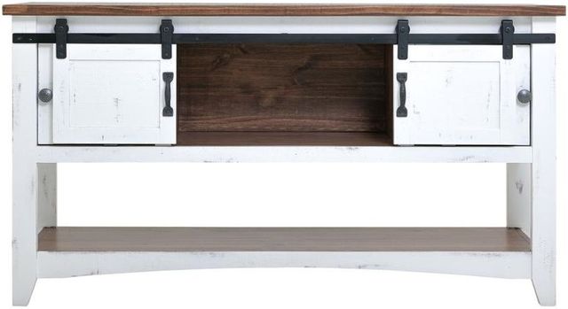 International Furniture Direct Pueblo Brown Top Sofa Table with White Base-3