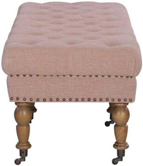 Linon Isabelle Washed Pink 62" Linen Bench-1