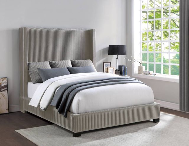 Mazin Furniture Glenbury Taupe Full Upholstered Panel Bed-2