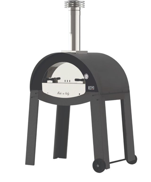 XO 42" Black Charcoal Powder Coat Freestanding Wood Fired Pizza Oven-0