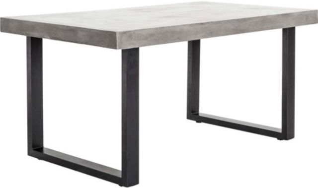 Moe’s Home Collection Jedrik Dark Grey Large Concrete Outdoor Dining Table with Black Metal Legs-0