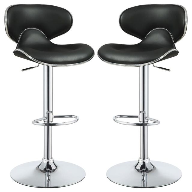 Coaster® Edenton 2-Piece Black/Chrome Upholstered Adjustable Stools-0