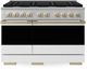 ZLINE Marino 48" Stainless Steel Pro Style Dual Fuel Range with White Matte Door and Champagne Bronze Accents-0