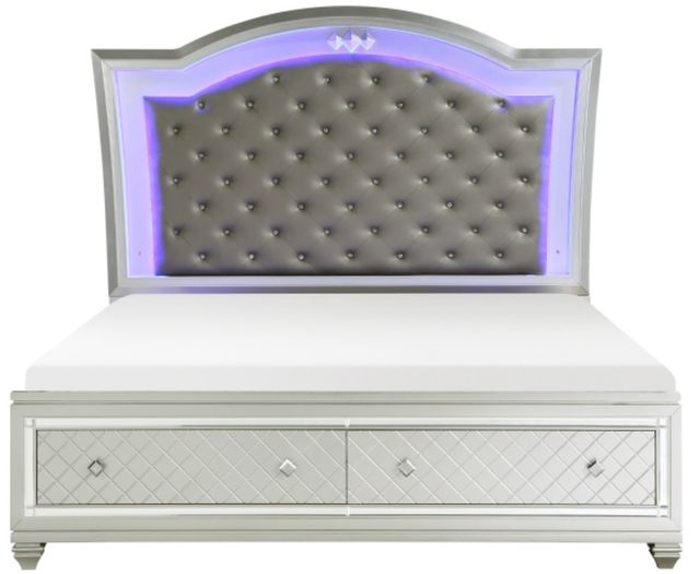Mazin Furniture Leesa Silver Eastern King Platform Bed with Footboard Storage-1
