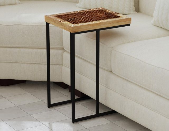 Steve Silver Co. Parris Brown Chairside Table with Black Base-1
