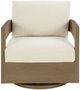 Signature Design by Ashley® Serene Bay Dark Brown/White Aluminum/Fabric Outdoor Swivel Glider-1