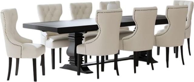 Coaster® Florence 9-Piece Cream/Distressed Black Dining Table Set-0