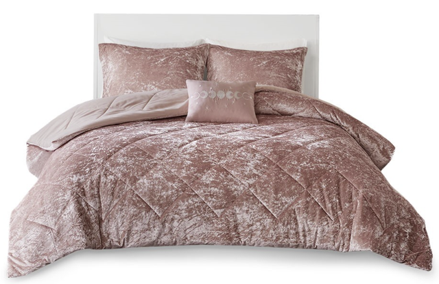 Olliix by Intelligent Design Felicia Blush King/California King Velvet Comforter Set-0