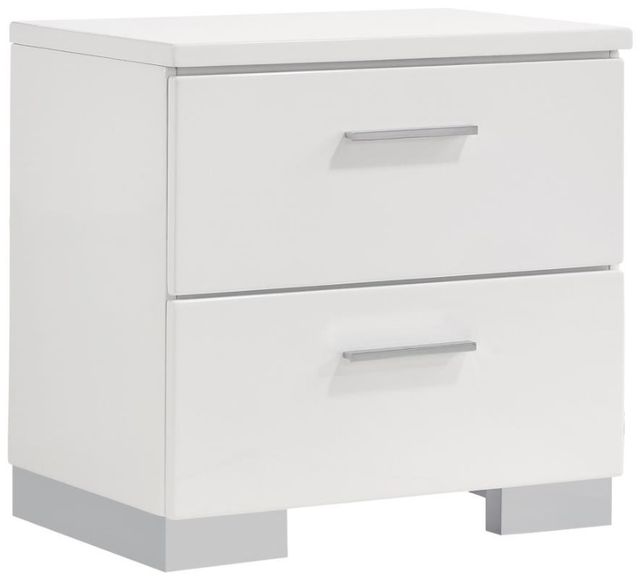 Coaster® Felicity 4-Piece White High Gloss California King Bedroom Set -2